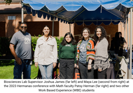 Phoenix College student Maya Lee with her mentor Joshua James, Math Faculty Patsy Herman and two other PC students
