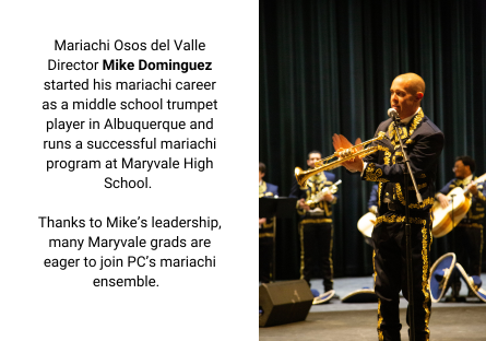 Mike Dominguez directs Phoenix College's Mariachi Ensemble, show here with his trumpet