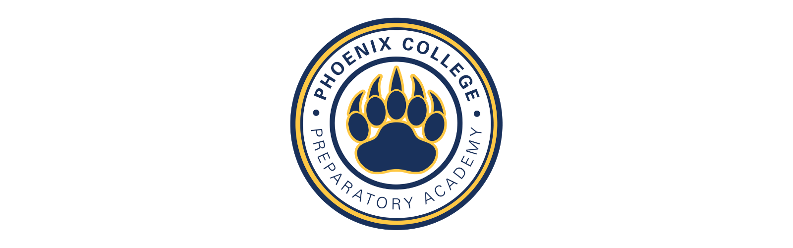 PCPA bear paw logo with text: Phoenix College Preparatory Academy