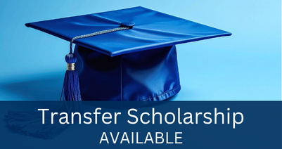 Transfer Scholarship Available - blue mortar cap