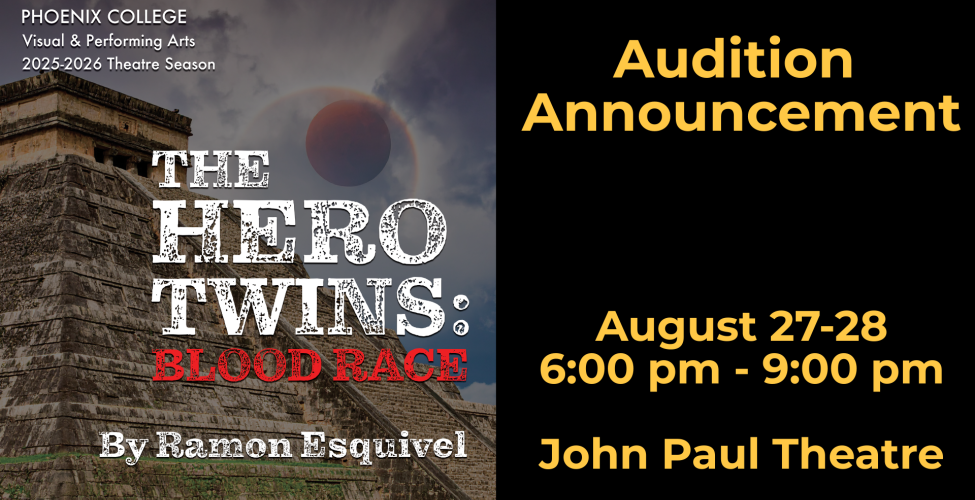 Auditions for Hero Twins: Blood Race on August 27-28, 6:00 pm - 9:00 pm