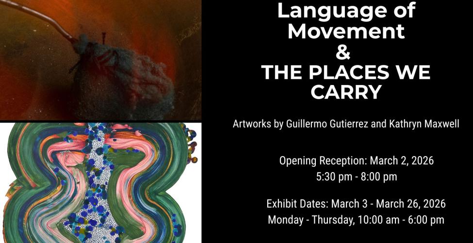 Language of Movement and THE PLACES WE CARRY are on display in the Eric Fischl Gallery