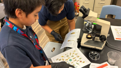 Maryvale Students study under microscope