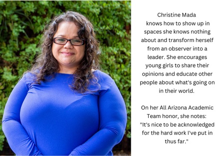 Phoenix College nursing student and PTK member, Christine Mada awarded All Arizona Academic Team honors. 