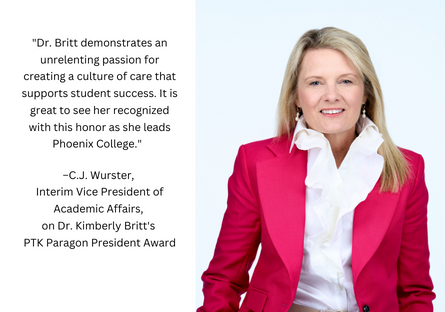 Phoenix College President Dr. Kimberly Britt honored with PTK Paragon President Award