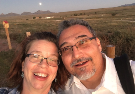 Phoenix College faculty Rebecca Abeyta with her husband Francisco enjoying the vineyards in Sonoita