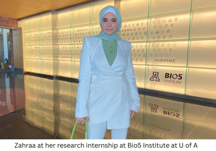 Phoenix College and Central High School student Zahraa Alfatlawi at a research internship at Bio5 Institute at University of Arizona