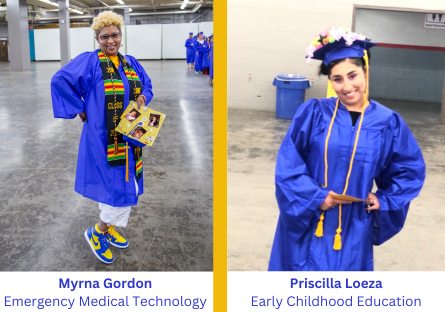 Phoenix College graduates Myrna Gordon and Priscilla Loeza