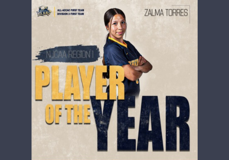 Poster of PC Soccer Player and alumna Zalma Torres as Player of the Year