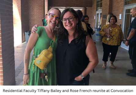 Ceramics Faculty Tiffany Bailey and Music Faculty Rose French reunite at Fall Convocation