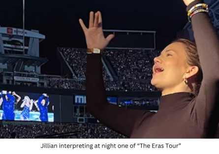 Jillian Deaton, a Phoenix College alum, interpreting during night one of Taylor Swift's "The Eras Tour"
