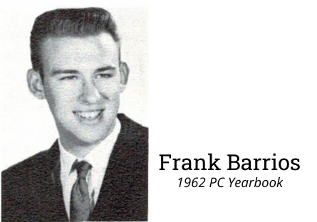 1962 photo of Frank Barrios from PC Yearbook, Sandprints