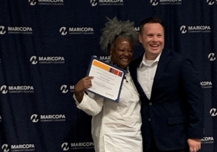 Donna Gammage and Bryan Heckler at the Diversity Action Council Award Ceremony in 2023 where they accepted their award