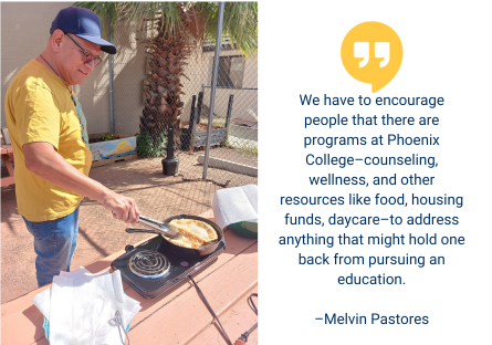 Phoenix College student Melvin Pastores cooking up some fry bread.  He values his culture and native tradition and cooks as a hobby. 