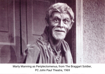 Marty Manning as Periplectomenus, from The Braggart Soldier, PC John Paul Theatre, 1969