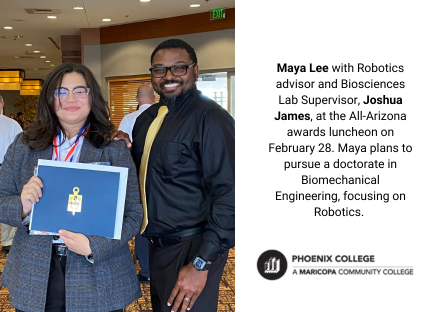 Maya Lee with Robotics mentor Joshua James
