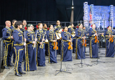 Phoenix College's mariachi ensemble performs at the Spring 2023 graduation ceremony at the Veteran's Memorial Coliseum