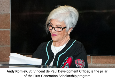 Andy Romley serves as St. Vincent de Paul Development Officer and leads the First Generation Scholarship team 