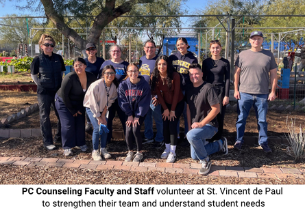 The Phoenix College Counseling Department volunteers together at St. Vincent de Paul to strengthen their team and understand student needs