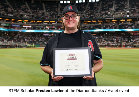 Phoenix College student and First Generation Scholarship recipient Presten Lawler at the Diamondbacks event