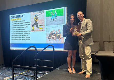 Phoenix College alumna and softball athlete Chelsea Mesa at the 2025 Hall of Fame induction ceremony