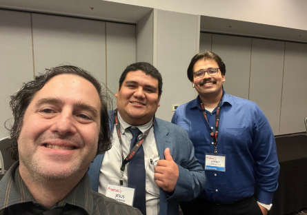 Phoenix College Professor and MESA [Math, Engineering, Science Achievement] mentor Dr. Frank Marfai takes a selfie with PC students Jesus Zermeno and Jeffrey Vargas Felix at the MESA leadership conference in San Francisco. 