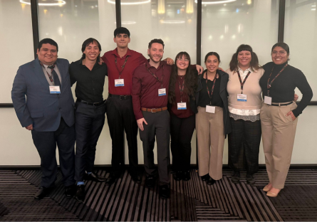 Phoenix College student Jesus Zermeno, far left, stands with his teammate at the MESA conference; they addressed the UN Sustainable Development Goal: Clean Water and Sanitation 