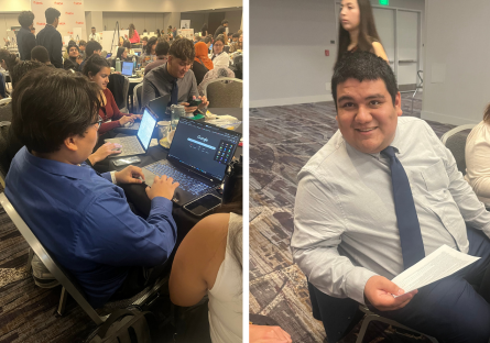 Phoenix College students Jeffery Vargas Felix and Jesus Zermeno worked with other MESA participants from schools across California on addressing one of the United Nations Sustainable Development Goals.  