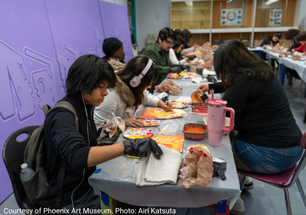 Maryvale students work on their Cultural Identity corn kernel during Edgar Fernandez's residency at Maryvale High School 