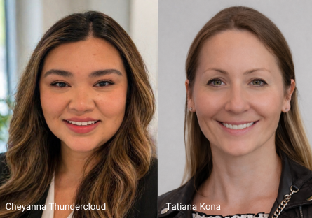 Headshots of advisors Cheyanna Thundercloud and Tatiana Kona