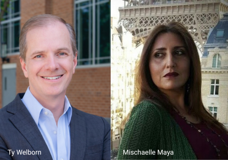 Headshot of Interim Associate VP of Academic Affairs and Institutional Research Ty Welborn and Advisor Mischaelle Maya