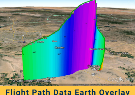 Flight path data with earth overlay