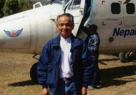 Dr Myint at Nepal airport