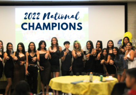 The 2022 Phoenix College Women's Soccer Team with their Championship Rings