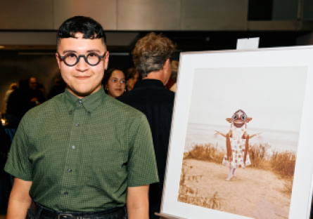 Phoenix College alum Adam Corona at the 2025 Eric Fischl Series at the Phoenix Art Museum