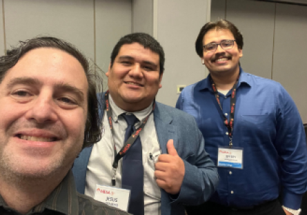 Phoenix College Professor and MESA [Math, Engineering, Science Achievement] mentor Dr. Frank Marfai takes a selfie with PC students Jesus Zermeno and Jeffrey Vargas Felix at the MESA leadership conference in San Francisco. 